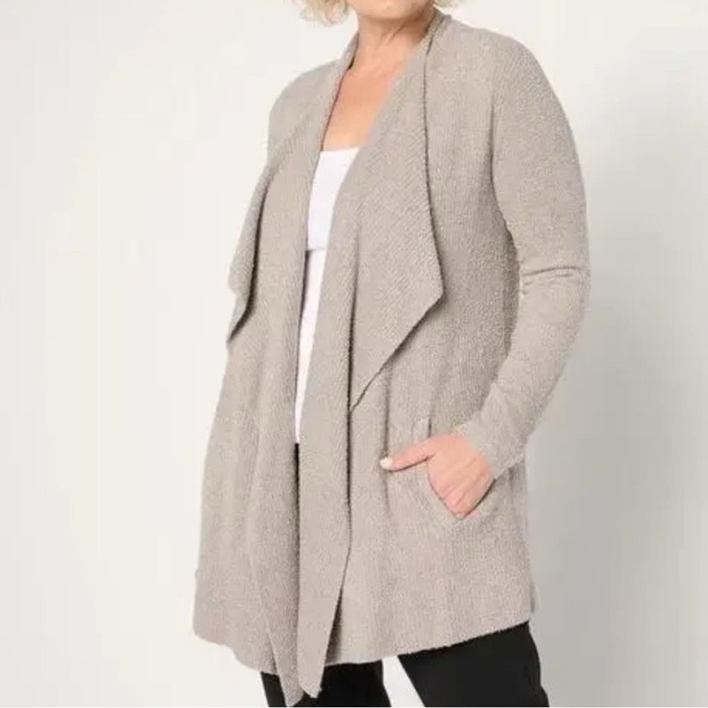 Barefoot Dreams Cozychic Lite Ribbed Island Wrap Cardigan in Pewter Sz 2XP NWT - Picture 2 of 11